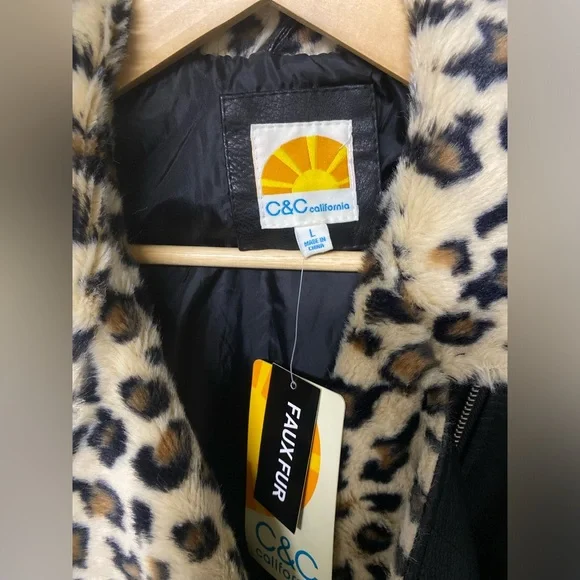 NWT C&C California Faux Fur Moto Jacket Women’s Size Large - Picture 2 of 4